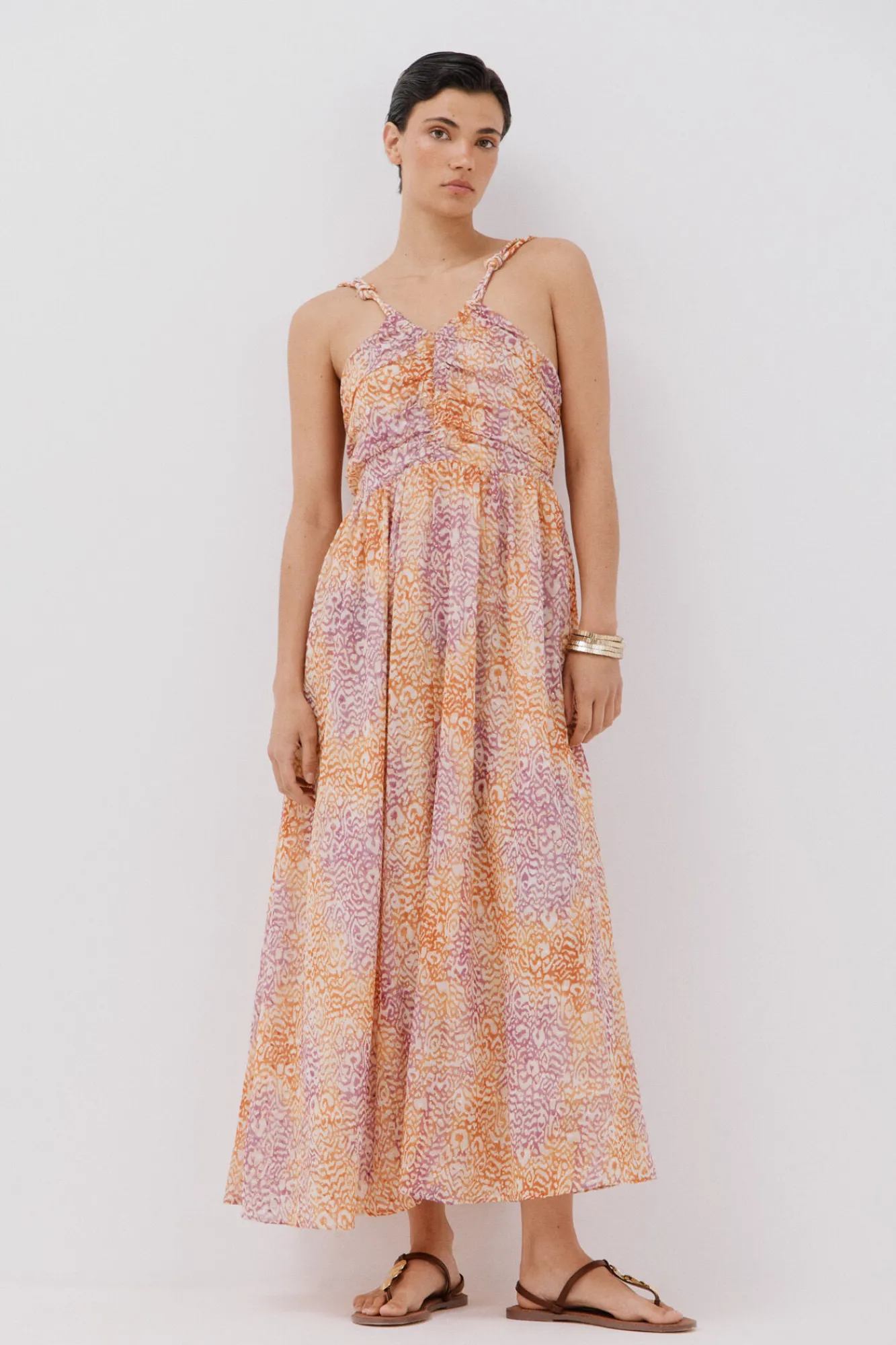 Cortefiel Vestido largo estampado tirantes