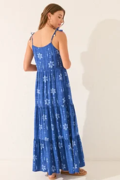 Women'secret Vestido largo floral azul