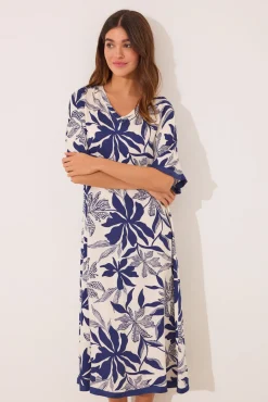Women'secret Vestido largo satén print flores