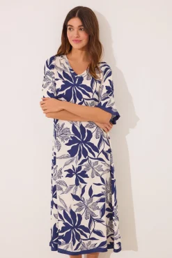 Women'secret Vestido largo satén print flores