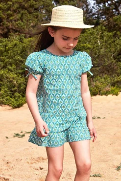Crianças Gocco Vestido manga abullonada con estampado d azul claro