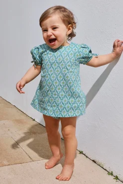 Crianças Gocco Vestido manga abullonada con estampado de flores
