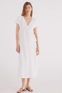 Springfield Vestido midi bordado suizo circular