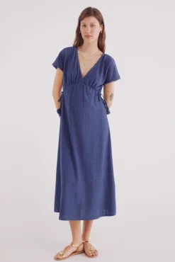 Springfield Vestido midi bordado suizo circular