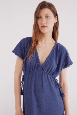 Springfield Vestido midi bordado suizo circular