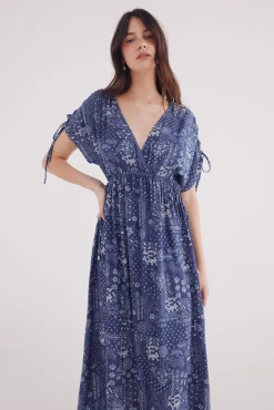 Springfield Vestido midi caftán lazos