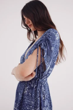 Springfield Vestido midi caftán lazos