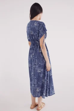 Springfield Vestido midi caftán lazos