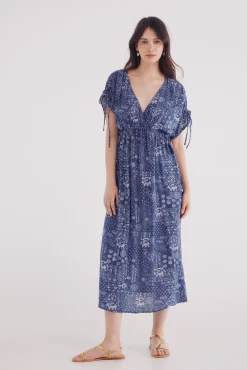 Springfield Vestido midi caftán lazos