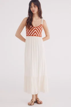 Springfield Vestido midi combinado crochet