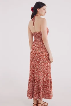 Springfield Vestido midi cuerpo nido de abeja