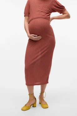 Mamalicious Vestido midi de punto fino maternity