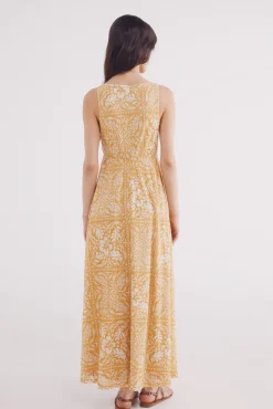 Springfield Vestido midi estampado mostaza