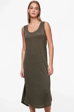 Pieces Vestido midi fluido con lurex