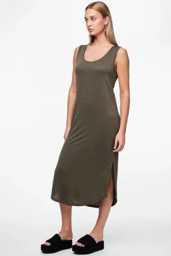 Pieces Vestido midi fluido con lurex