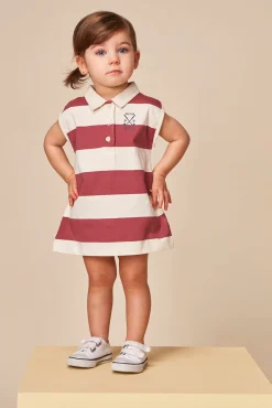Crianças Gocco Vestido polo de rayas rosa