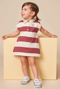 Crianças Gocco Vestido polo de rayas rosa
