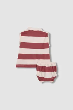 Crianças Gocco Vestido polo de rayas rosa