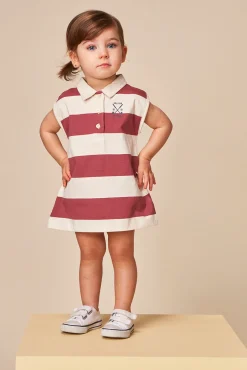 Crianças Gocco Vestido polo de rayas rosa