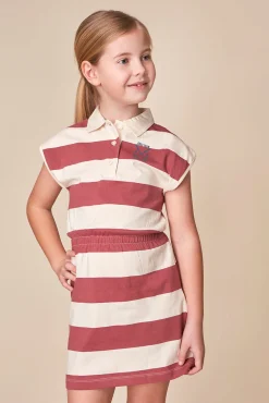 Crianças Gocco Vestido polo de rayas rosa