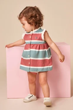 Crianças Gocco Vestido polo de rayas tricolor