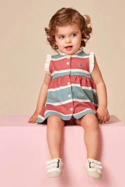 Crianças Gocco Vestido polo de rayas tricolor