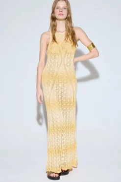 Slowlove Vestido punto calado halter
