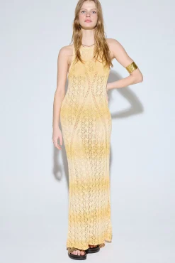 Slowlove Vestido punto calado halter