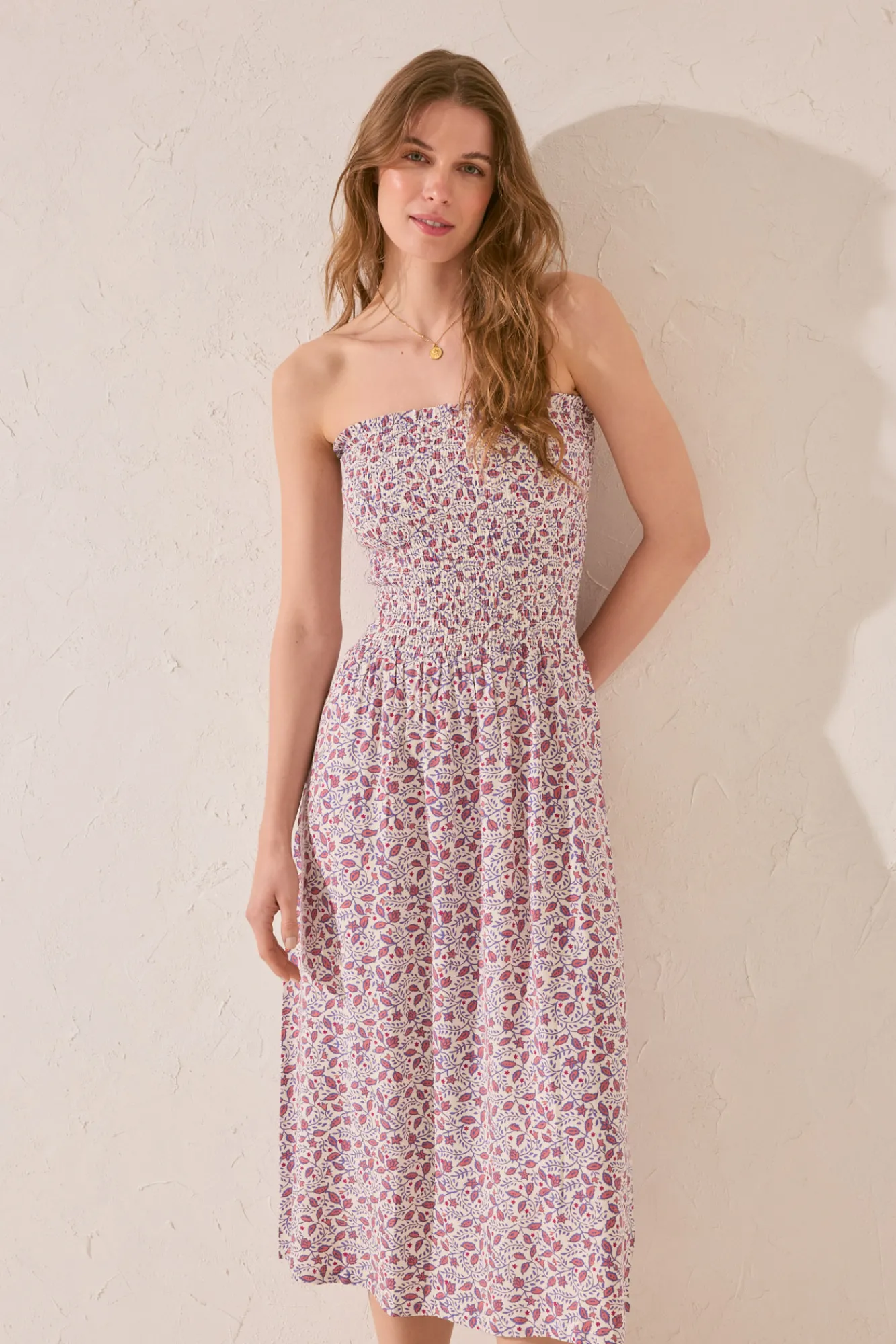 Women'secret Vestido sin tirantes largo morado