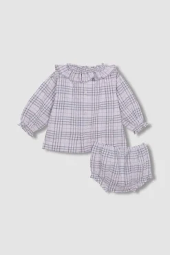 Crianças Gocco Vestido smock cuello volante claro