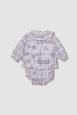 Crianças Gocco Vestido smock cuello volante claro