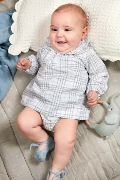 Crianças Gocco Vestido smock cuello volante claro