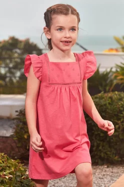 Crianças Gocco Vestido volantes mangas rosa