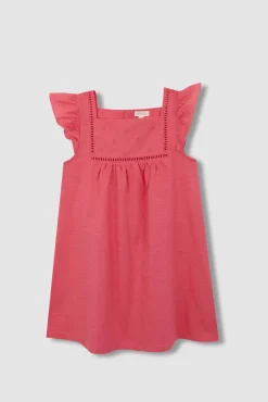 Crianças Gocco Vestido volantes mangas rosa