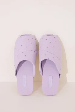 Women'secret Zapatillas casa lila strass rosa