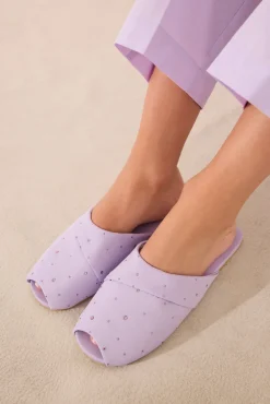 Women'secret Zapatillas casa lila strass rosa