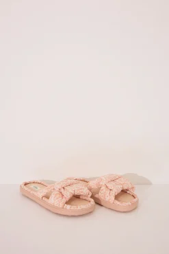 Women'secret Zapatillas casa pala nudo rafia melocotón