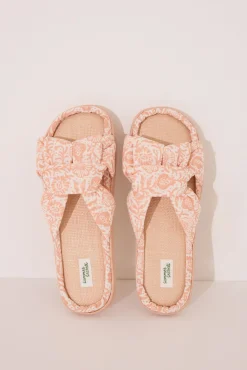Women'secret Zapatillas casa pala nudo rafia melocotón