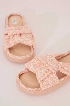 Women'secret Zapatillas casa pala nudo rafia melocotón