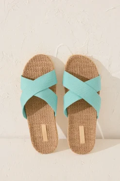 Women'secret Zapatillas casa rafia turquesa