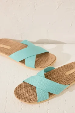 Women'secret Zapatillas casa rafia turquesa