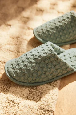 Calma House Zapatillas de algodón verde claro Ola