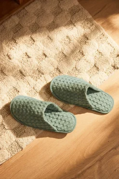 Calma House Zapatillas de algodón verde claro Ola