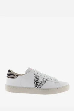 Victoria Zapatillas de efecto piel Berlín con logotipo de glitter y trasera animal print